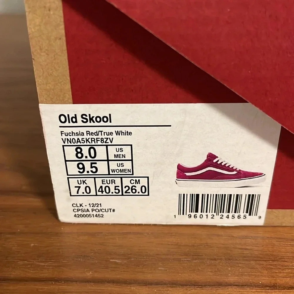 Vans Old Skool Fuchsia Red/True White Shoes- Size 8M/9.5W- worn once! - Picture 4 of 8